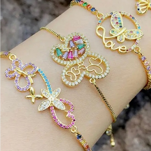 Rainbow Butterfly 24k Gold Plated Bracelet